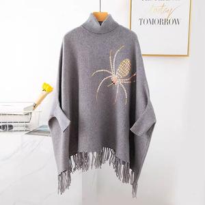 Inverno primavera spider alta del collare del capo pipistrello sciolto trapano cappotto di paillettes pullover maglione scialle - Product Image 3