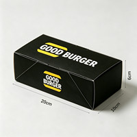 Caja de Cartón para Ketchup con Tapa Lateral Abatible, Estilo Americano Minimalista, Negra, Desechable, Personalizada de Fábrica, para Hamburguesas y Pollo Frito