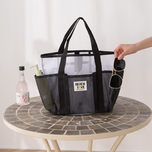 Bolsa de Malla de Gran Capacidad, Resistente al Agua, para Playa, Viajes, Artículos de Aseo, Color Verde Claro y Azul Marino - Product Image 3