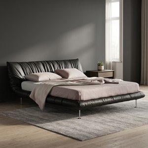 <b>Metal</b> Leg Hotel <b>Bed</b> with Nightstand Luxury Wood king Size Queen <b>Bed</b> Frame Leather Bedroom Set Furniture Modern Up-holstered <b>Beds</b> - Product Image 2