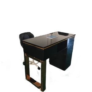 Estación de salón de belleza de lujo moderna, <span class=keywords><strong>MESA</strong></span> DE <span class=keywords><strong>MANICURA</strong></span> de uñas negra superior de mármol con salida, silla a juego - Product Image 4