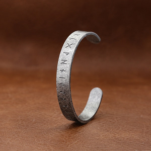 yunnique Stainless Steel Viking Rune Bracelet Antique Silver Unisex Fashion Cuff Jewelry Gift - Product Image 2
