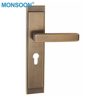 Poignée de porte moderne MONSOON en acier inoxydable, alliage de zinc, finition anodisée en aluminium, facile à installer, pour chambre à coucher et cuisine