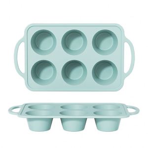 2 moules à gâteau en silicone antiadhésifs, 6 tasses, forme sphérique, rose et gris - Product Image 3