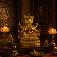 Sculpture tibétaine personnalisée de la Sainte Mère Bouddha, en cuivre plaqué or, faite à la main, design professionnel, directement de l'usine