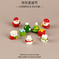 Figurines miniatures en résine de Noël, rennes, bonhomme de neige, décoration de bureau DIY