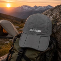 Casquette de course imperméable à 5 panneaux, casquette de camping, visière pliable, fermeture Velcro, séchage rapide, respirante, légère, unisexe, pour l'extérieur