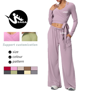 Conjunto de Yoga de 2 Piezas para Mujer, Marca <span class=keywords><strong>Ballet</strong></span> Core, Top de Manga Corta y Leggings, Ropa Deportiva para Gimnasio y Fitness - Product Image 2