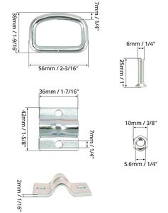 Nouveau lot de 4 anneaux en <span class=keywords><strong>D</strong></span> robustes, attaches <span class=keywords><strong>d</strong></span>'ancrage en acier galvanisé, anneaux de fixation pour cargaison, vis de montage, charge maximale de 3500 lb - Product Image 5