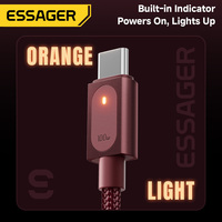 ESSAGER ES-X91 7A 100W Kabel Data Pengisian Cepat USB A ke Tipe-C Berbahan Kain Kepang, Kompatibel Dengan Huawei Samsung Oppo Vivo Xiaomi