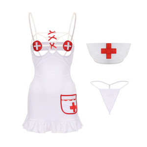 Conjunto de Lencería Erótica de Enfermera con Escote Profundo en V para Cosplay, con Decoración de Encaje y Falda Seductora - Product Image 6