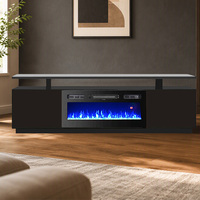Cheminée électrique avec télécommande, 3 couleurs de flamme, 71 pouces, noir et blanc, support TV pour salon