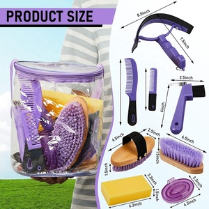 Kit de aseo para caballos de 9 piezas, suministros de <span class=keywords><strong>baño</strong></span> para caballos, Juego de cepillos para caballos con bolsa organizadora - Product Image 2