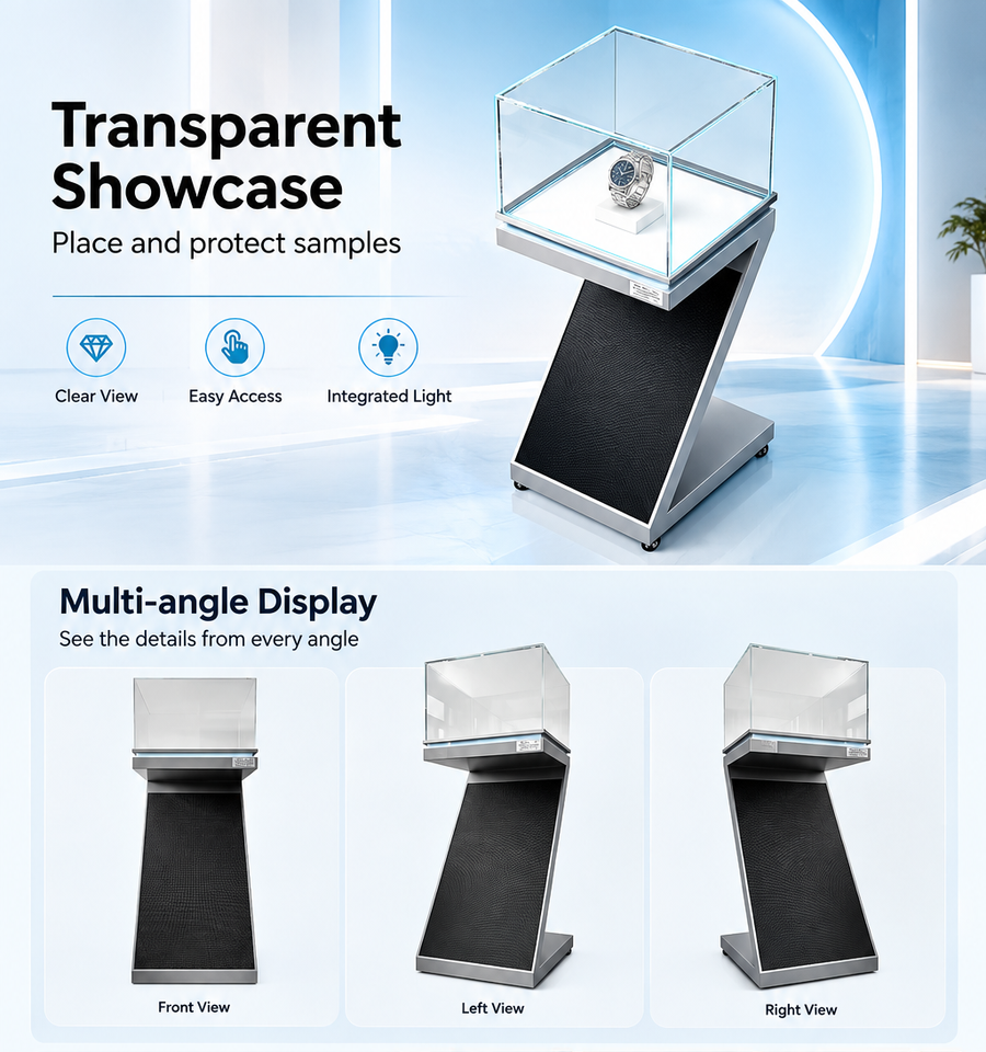 Display Stand Rack Led Freestanding LED Showcase Display Stand with Transparent Cabinet, Full ...