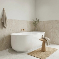 Baignoire autoportante CEMSINK FW-3303 – Design contemporain durable, écologique, en acrylique et fibre de verre, forme ovale, pour une immersion relaxante