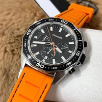Valerius Jam Tangan Kuarsa Chronograph Pria Jam Tangan Bisnis Tahan Air 30M Tali Kulit Coklat Casing Emas Dial Putih