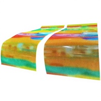 Layar LED Film Kristal Fleksibel P15 Transparan Ultra Tipis Warna Penuh DCI-P3 85% Terlihat di Bawah Sinar Matahari IP54 Tahan Air