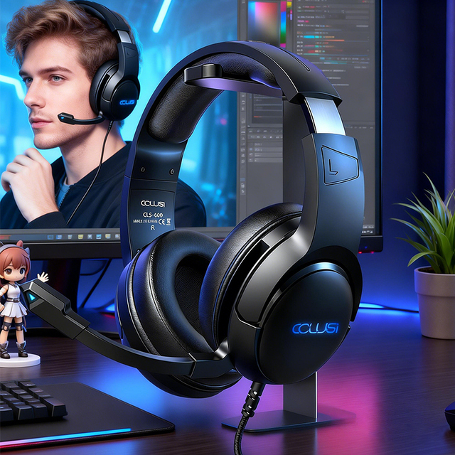 Over-ear Wired Noise Cancelling Headphones Cancellation (ANC) Bass Boost USB 2.2m Cord RGB Lighting E-sports Internet Desktop