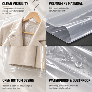 Fundas Transparentes Impermeables y Antipolvo para Ropa de Uso Doméstico, para Abrigos, Trajes, Almacenamiento de Ropa, Perchas Antipolvo - Fábrica - Product Image 2