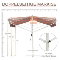 Toldo de aluminio de doble cara Patio dosel Jardín con abrazadera de manivela y marco de aluminio a la venta