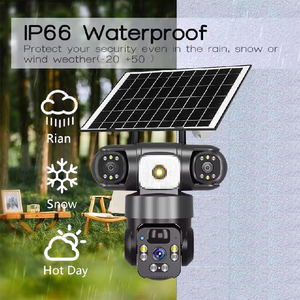 Kamera keamanan <span class=keywords><strong>CCTV</strong></span> luar ruangan tenaga surya 6MP 4G, kamera 3 lensa PTZ jalur otomatis Wi-Fi jaringan IP nirkabel CMOS sirene bawaan mikrofon HiEasy - Product Image 3
