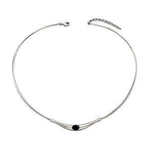 LiCai moda mujer collar doblado Luna incrustaciones negro ónix piedra larga estrangulación cadena para mujer - Product Image 4