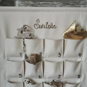 Calendario de <span class=keywords><strong>Adviento</strong></span> de Navidad de lienzo reutilizable para colgar en la pared personalizado con número de madera - Product Image 4