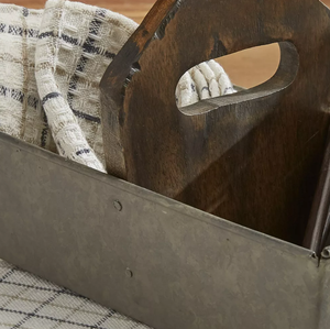 Hot Sale Vintage Metal & Wooden Caddy Organizer with Sturdy Dividers For Restaurant Party Cutlery Tabletop Organizer - Product Image 3