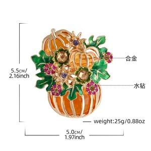 Regalos Navideños Europeos y Americanos, Accesorios de Ropa para Mujer, Broche de Calabaza con Pedrería para Halloween - Product Image 4