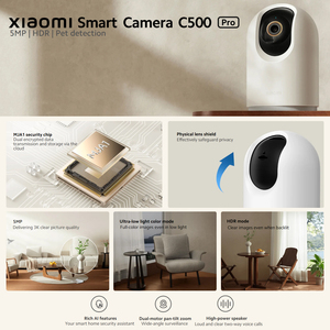 Original pour Global Ver. <span class=keywords><strong>Xiaomi</strong></span> Smart <span class=keywords><strong>Camera</strong></span> C500 <span class=keywords><strong>Pro</strong></span> 5MP MJA1 Puce de sécurité HDR Pet Detection AI Caractéristiques Pan-tilt Zoom Monitor - Product Image 2