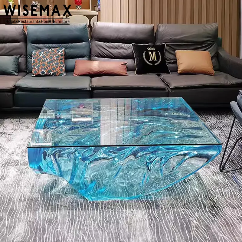 WISEMAX FURNITURE Table basse haute moderne de luxe Table centrale irrégulière en résine époxy acrylique pour la maison ou l'hôtel