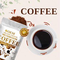 Café aux champignons décaféiné en marque blanche OEM, torréfaction apaisante avec Reishi et Crinière de lion, mélange de boisson adaptogène pour le soutien à la relaxation