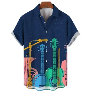 <span class=keywords><strong>เสื้อ</strong></span>พิมพ์ซับลิเมชันสำหรับผู้ชายเสื้อพิมพ์ลายดนตรีสีสันสดใส<span class=keywords><strong>เสื้อ</strong></span>ผ้าลำลองแขนสั้นชายหาดเสื้อฤดูร้อนสำหรับผู้ชาย - Product Image 2