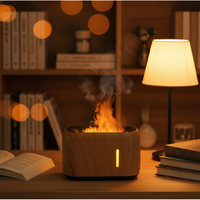 Diffuseur d'huiles essentielles électrique en gros, humidificateur ultrasonique à brume froide, éclairage LED, design flamme 3D pour la maison et l'hôtel