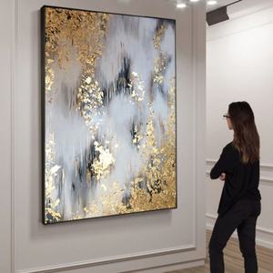 Pintura al Óleo sobre Lienzo, Dorada, Moderna, 100% Hecha a Mano, Arte Abstracto Pintado a Mano, Pintura al Óleo para Decoración de Pared - Product Image 4