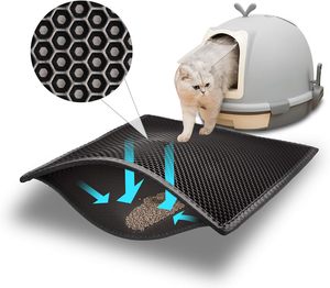 Fabrikpreis Moderne 14x24 Zoll Ganzjahres-EVA-Katzenstreu-Matte Doppelschichtig Langlebig Wasserdicht Urinbeständig Schwarze Haustiermatte 1 Stück - Product Image 4