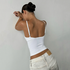 Women's V-Neck Adjustable Spaghetti Strap Crop Cami Top, Basic and simple Slim Fit Basic Tank Top for Daily Wear - Product Image 3