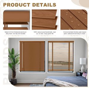 Stores en bois massif sans fil pour fenêtre intérieure, stores occultants horizontaux en bois véritable, faciles à installer pour <span class=keywords><strong>la</strong></span> <span class=keywords><strong>maison</strong></span> - Product Image 4