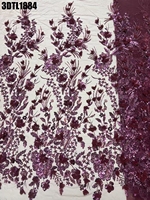 Tissu brodé de luxe haut de gamme de Dubaï, dentelle française faite à la main avec perles et paillettes, parfait pour les robes de mariage et de soirée