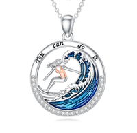 Colliers pendentifs vague fille qui court en argent sterling 925 en gros pour femmes fitness