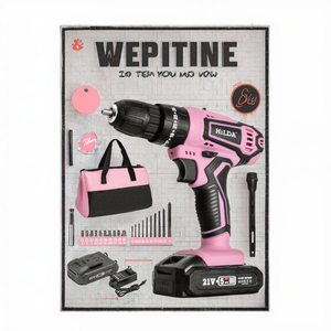 Kit de perceuse-visseuse à percussion sans fil portable à vitesse variable 21V, 60N.m de couple maximal, outil multifonctionnel, exclusivité e-commerce - Product Image 4