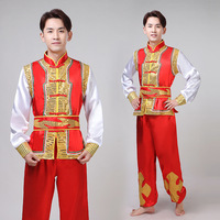 Costumes de spectacle ethnique pour festival, unisexe, adultes, pour la danse du dragon Yangge, la danse du lion, la danse du tambour et du gong, et les costumes de bateau du dragon