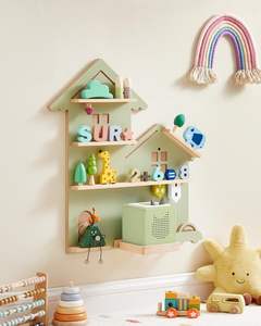 Étagère murale décorative rustique en acier allié et bois <span class=keywords><strong>SONGMICS</strong></span> pour 35 figurines, salons d'enfants, montage facile GKR801C10 - Product Image 4