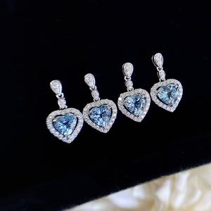 Xinfly Boucle <span class=keywords><strong>d</strong></span>'<span class=keywords><strong>oreille</strong></span> en or blanc 18 carats avec <span class=keywords><strong>aigue</strong></span>-<span class=keywords><strong>marine</strong></span> et diamant - Product Image 3