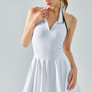 Robes de tennis et de padel pour femmes, personnalisables avec logo, bicolores, style polo, dos nu rembourré, jupe plissée élégante, pour pickleball, vente en gros - Product Image 6