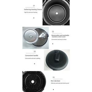 Cuisinière électrique intelligente multifonctionnelle programmable, pot antiadhésif de 6 L, grande capacité, en acier inoxydable, cuiseur à pression électrique - Product Image 5
