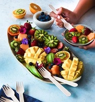 Barquettes à apéritifs jetables en bois, plateaux de service biodégradables pour mariages et buffets