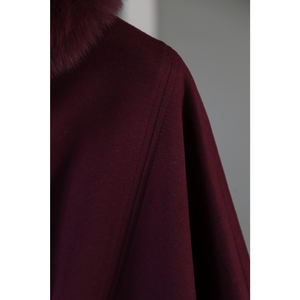 Nouvelle arrivée 2026 Poncho en <span class=keywords><strong>laine</strong></span> mélangée pour femmes Taille unique Style décontracté Cape pour femmes avec col en vraie fourrure de renard - Product Image 3