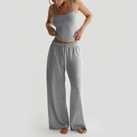 Ensemble deux pièces décontracté pour femme, style tendance 2026 : débardeur court et pantalon large, en fibre de lait, 5 couleurs, pour le quotidien ou le sport