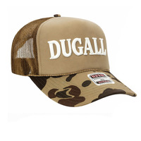 Casquette de camionneur personnalisée OEM, broderie 5 panneaux camouflage, broderie 3D en relief, impression animale vintage, casquette à bandes double face